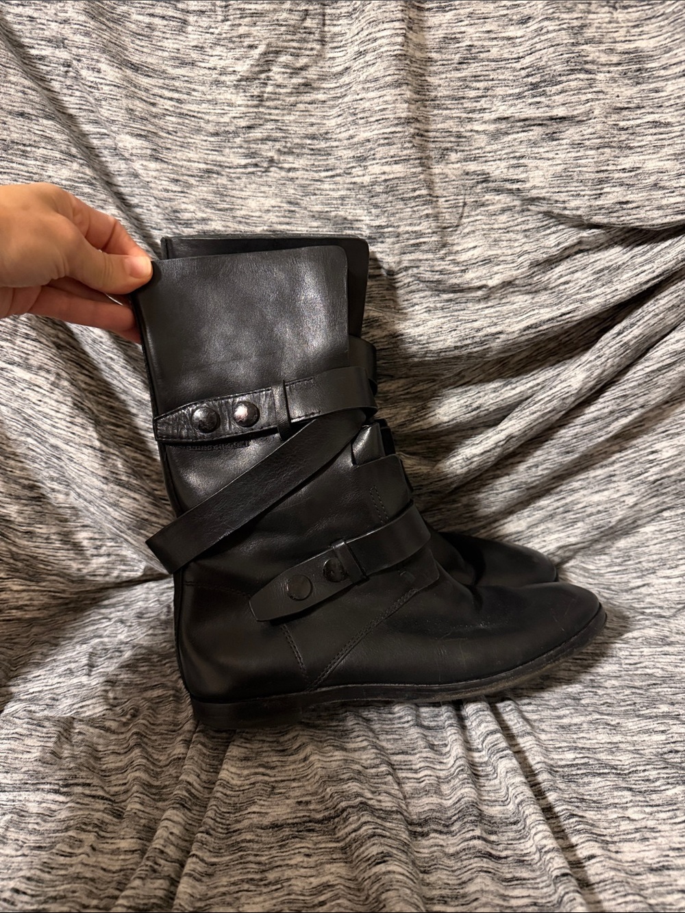 Alexander Wang Black Leather Mid-Calf Strap Boots - Picture 3 of 11
